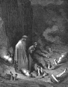 In Inferno canto 19 Dante rebukes pope Nicholas III in the fourth bolgia